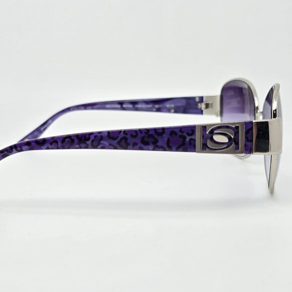 Bebe BB7054 Delicious Silver Purple Cheetah Print Frame Purple Lens Sunglasses - Picture 5 of 13